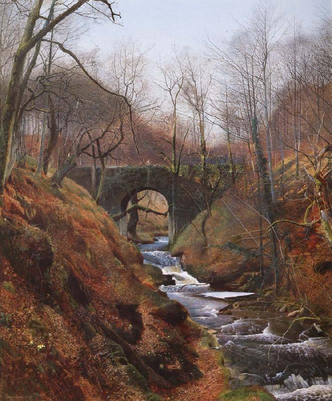 Atkinson Grimshaw Ghyll Beck Barden Yorkshire Early Spring oil painting image
